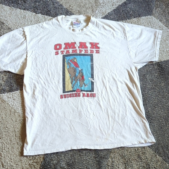 Omac Stampede And Suicide Race 1998 T-shirt XL Hanes Y2k Vintage Rodeo - Picture 1 of 7